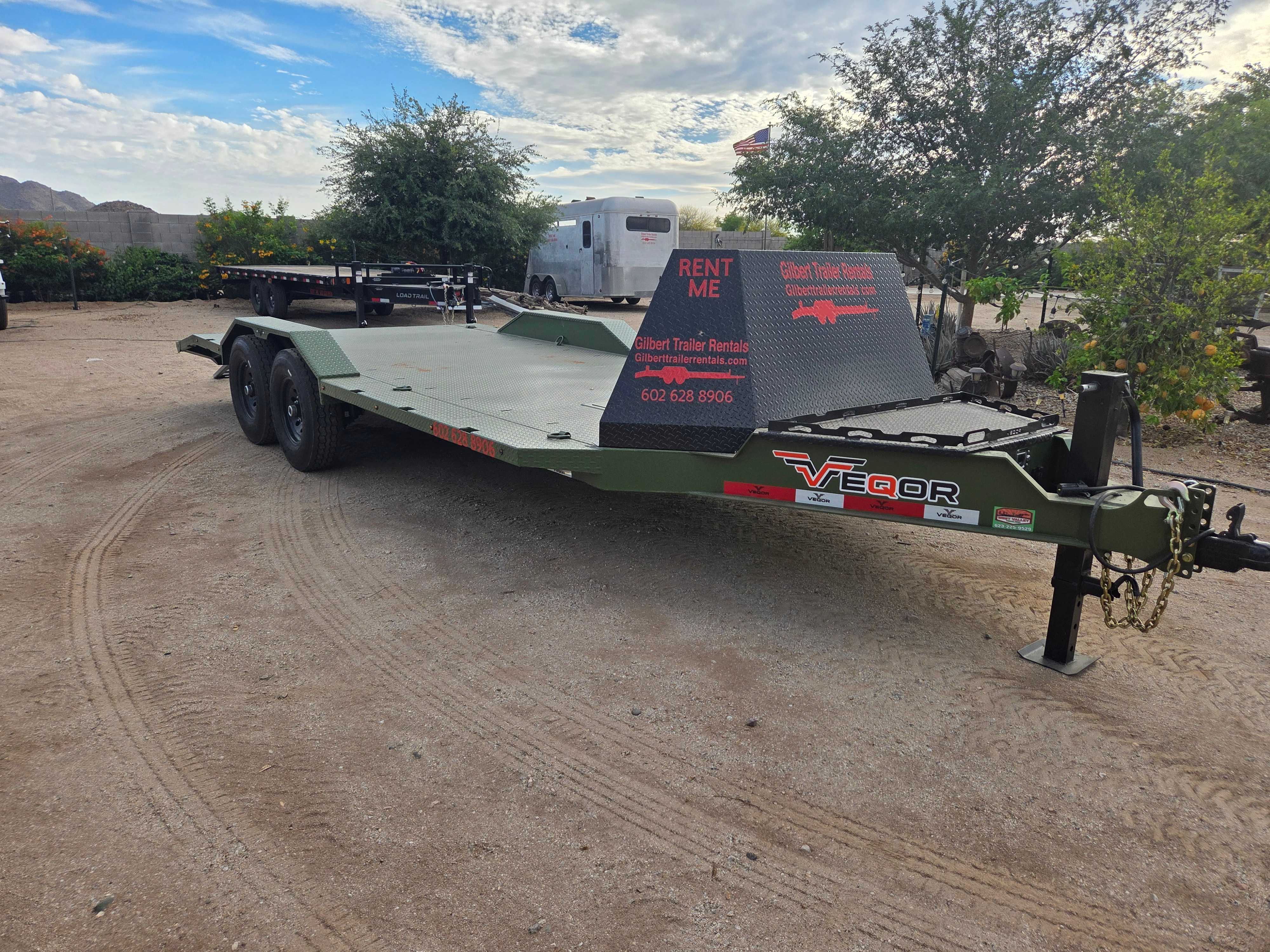 Car hauler trailer rental in Gilbert AZ - 20ft car hauler with loading ramps